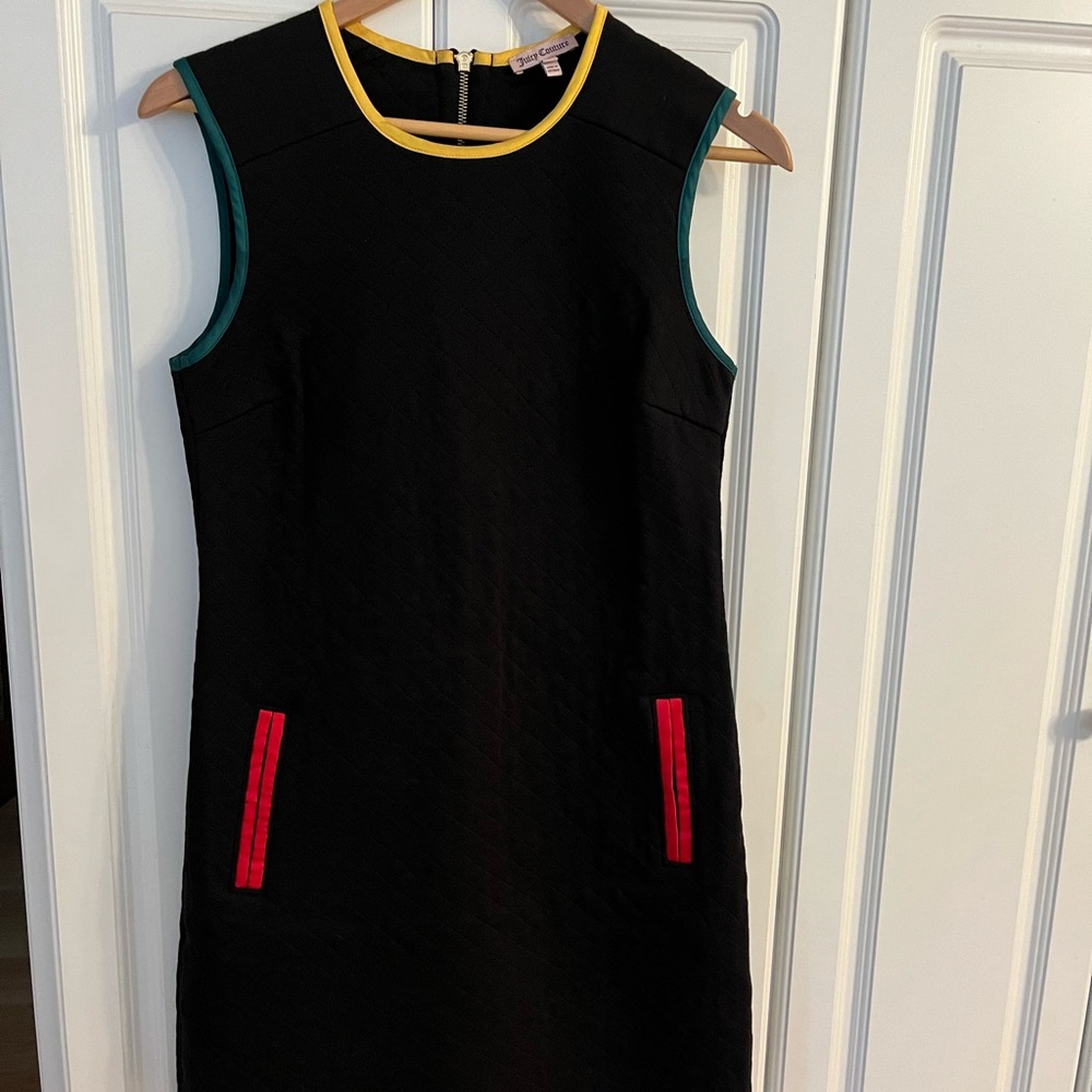 Juicy Couture Black Sheath Mini Dress Sleeveless Crew Neck